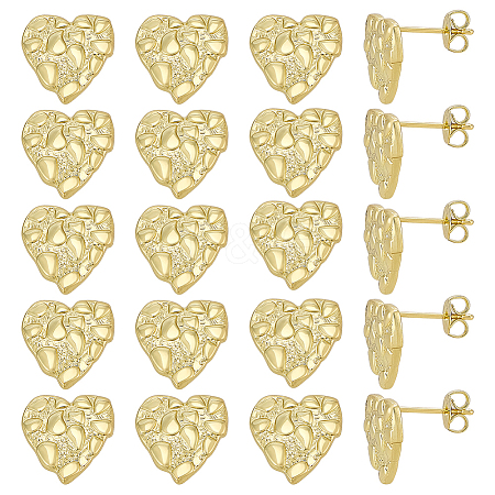 10 Pairs Brass Stud Earrings EJEW-PH0001-52A-1