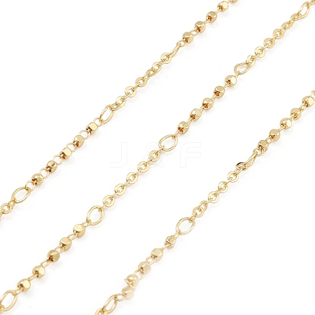 Brass Cube Beaded Link Chains CHC-M025-63G-1