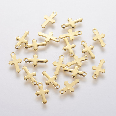 304 Stainless Steel Tiny Cross Charms A-STAS-F201-01G-1