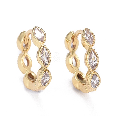 Brass Micro Pave Cubic Zirconia Huggie Hoop Earrings X-EJEW-K083-34G-B-1