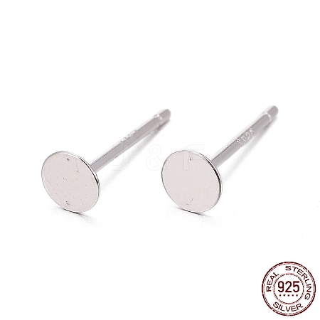 Rhodium Plated 925 Sterling Silver Earrings Findings STER-P032-15-4mm-1