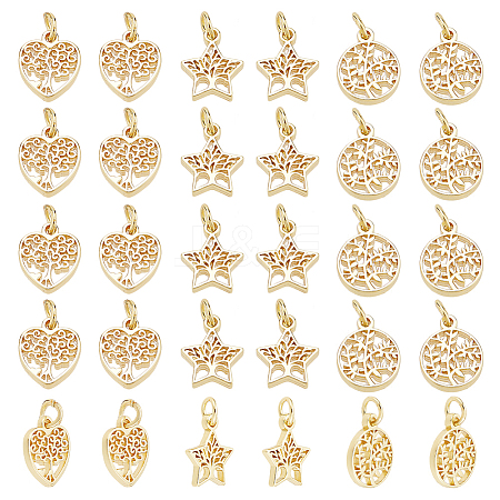 30Pcs 3 Style Rack Plating Brass Charms KK-HY0001-84-1