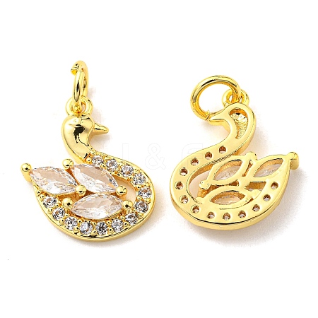 Rack Plating Brass Micro Pave Cubic Zirconia Pendants KK-D036-18G-1