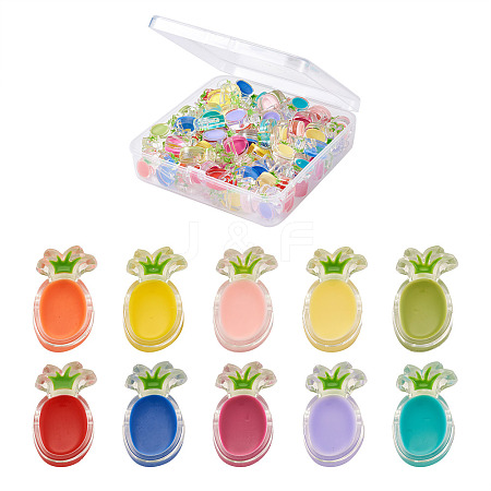 100Pcs 10 Colors Transparent Enamel Acrylic Beads TACR-CD0001-09-1