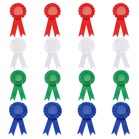 16Pcs 4 Styles Award Ribbon Shape Tinplate Badge Pins JEWB-PH0001-34-1