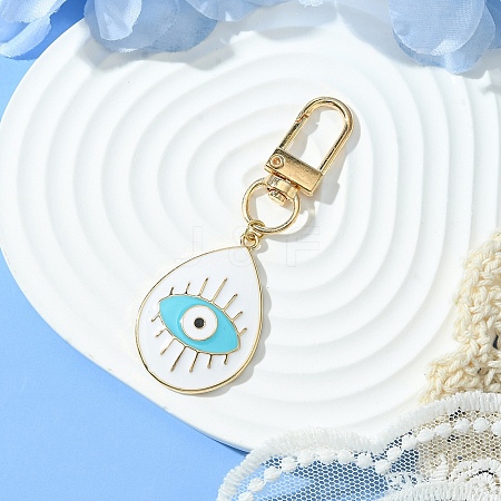 Teardrop with Evil Eye Alloy Enamel Pendant Decorations HJEW-YW00017-02-1