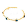 Evil Eye Brass Enamel Open Cuff Bangles for Women BJEW-S147-08G-02-2