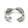 Rack Plating Brass Twist Wave Open Cuff Rings for Women X-RJEW-Q777-08P-3