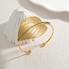 Leaf 304 Stainless Steel Cuff Bangles BJEW-V009-02G-1