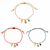 3Pcs 3 Colors Bohemian Brass Religon Cross Virgin Charm Bracelet Sets DS9557-1-5
