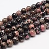 Natural Rhodonite Bead Strands G-K153-B42-8mm-1