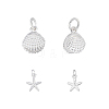4Pcs 2 Styles Starfish/Shell Shape 925 Sterling Silver Sea Animal Charms STER-PH0003-43-6