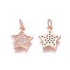Brass Micro Pave Clear Cubic Zirconia Charms ZIRC-I036-03RG-1