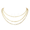 Brass Paperclip Chain 3 Layered Necklaces for Women NJEW-JN05507-3