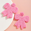 Glass & Cloth Bowknot Dangle Stud Earrings FS-WG55AB9-01-1