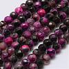 Faceted Natural Fire Crackle Agate Beads Strands G-F447-4mm-A08-1
