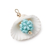 Clam Shell & Glass Seed Beaded Pendants PALLOY-MZ00526-04-3