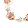 Plum Blossom Flower Glass Link Bracelet for Girl Women X1-BJEW-TA00017-03-4