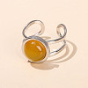 304 Stainless Steel & Natural Yellow Agate Cuff Rings FS-WGDE3F0-13-1