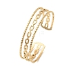 304 Stainless Steel Hollow Cuff Bangles for Women BJEW-B120-06G-02-4