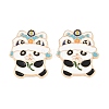 Chinese Lion Dance Panda Alloy Enamel Cabochons AL-CBA1A6F-03KCG-A-1