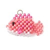 Glass Seed Beaded Fish Pendants PALLOY-MZ01234-2