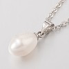 Grade AA Natural Freshwater Pearl Pendant Necklaces NJEW-JN01304-2