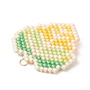Glass Seed Beaded Maple Leaf Pendants PALLOY-MZ00889-02-4
