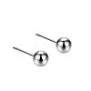 Anti-Tarnish Rhodium Plated Round 999 Sterling Silver Stud Earrings for Women EJEW-S215-17P-1