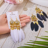 2Pairs 2 Colors Feather Chandelier Earrings EJEW-TA0001-81A-5