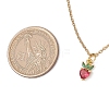 Strawberry Brass Crimson Cubic Zirconia Pendant Necklaces NJEW-JN05148-01-3