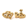 Double Heart 304 Stainless Steel Rhinestone Stud Earrings for Women EJEW-U003-13G-2