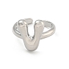 Brass Letter Open Cuff Rings for Women RJEW-G313-01V-P-2