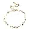 304 Stainless Steel Paperclip Chain & Rhinestone Cup Chains  Bracelets for Women BJEW-D456-06G-01-4