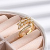 Rack Plating Brass Micro Pave Clear Cubic Zirconia Cuff Finger Rings for Women RJEW-M028-03G-5