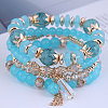 4Pcs 4 Styles Bohemian Style Alloy Glass Round Beaded Stretch Bracelets FS-WG80D8B-11-1