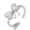 Bowknot Brass Micro Pave Clear Cubic Zirconia Open Cuff Rings for Women LS-RJEW-C098-03P-1