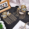 Flower Iron Chain Tassel with Rhinestone Epaulettes AJEW-WH20006-326B-G-4