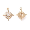 Brass Micro Pave Clear Cubic Zirconia Charms KK-G418-09G-2