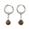 Natuarl Tiger Eye Round Hoop Earrings EJEW-JE06593-03-2