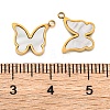 Ion Plating(IP) 304 Stainless Steel Pave Natural Shell Charms STAS-Z100-01G-05-3