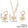 Elegant Brass Micro Pave Clear Cubic Zirconia Snowflake Hoop Earrings & Pendant Necklaces for Women ET8021-1-1