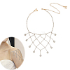 Alloy Crystal Rhinestone Multilayered Flower Tassel Shoulder Bra Body Chains AJEW-WH0752-575G-1