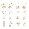 CHGCRAFT 16Pcs 8 Style Iron Stud Earrings Findings FIND-CA0005-33-1