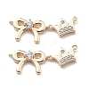 Brass Clear Cubic Zirconia Connector Charms KK-G523-09G-1