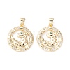 Brass Micro Pave Clear Cubic Zirconia Pendants KK-D067-17G-RS-1