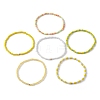 6Pcs Glass Seed & Brass Beaded Stretch Bracelets Set BJEW-JB09538-04-3