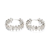 Brass Micro Pave Clear Cubic Zirconia Huggie Hoop Earrings EJEW-A058-14P-1