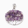 Natural Amethyst European Dangle Charms PALLOY-JF00353-01-1