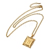 201 Stainless Steel Cable Chain Rectangle with Letter Pendant Necklaces NJEW-M070-01G-W-2